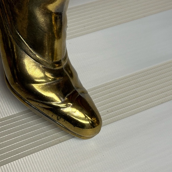 Vintage Gilded Solid Brass Victorian Boot Vase - Picture 9 of 14